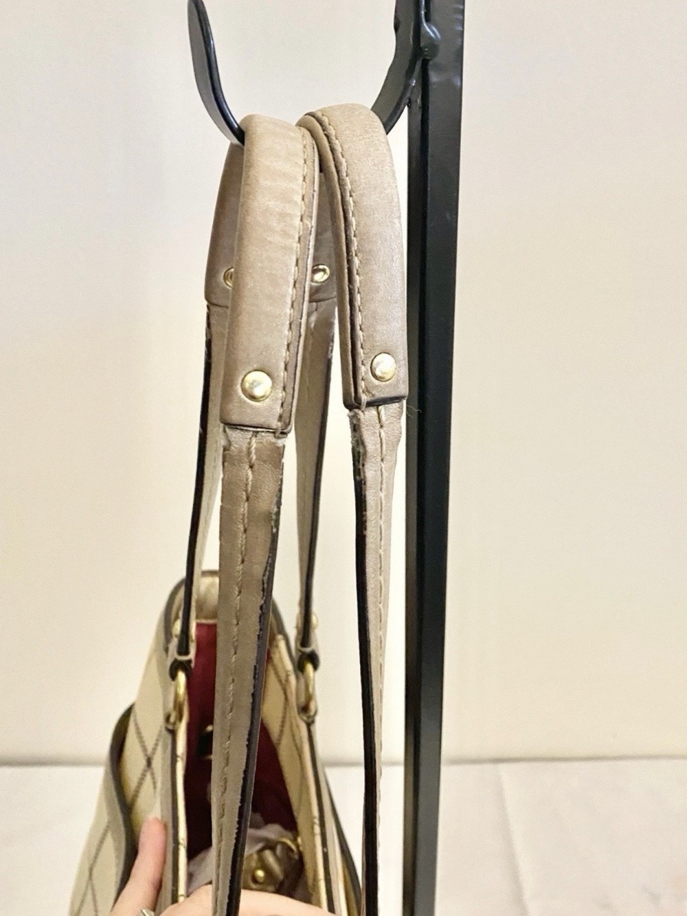 COACH Peyton Tattersall Tote Shoulder Bag Ivory with Multicolored Stripes 13033 - Picture 12 of 15